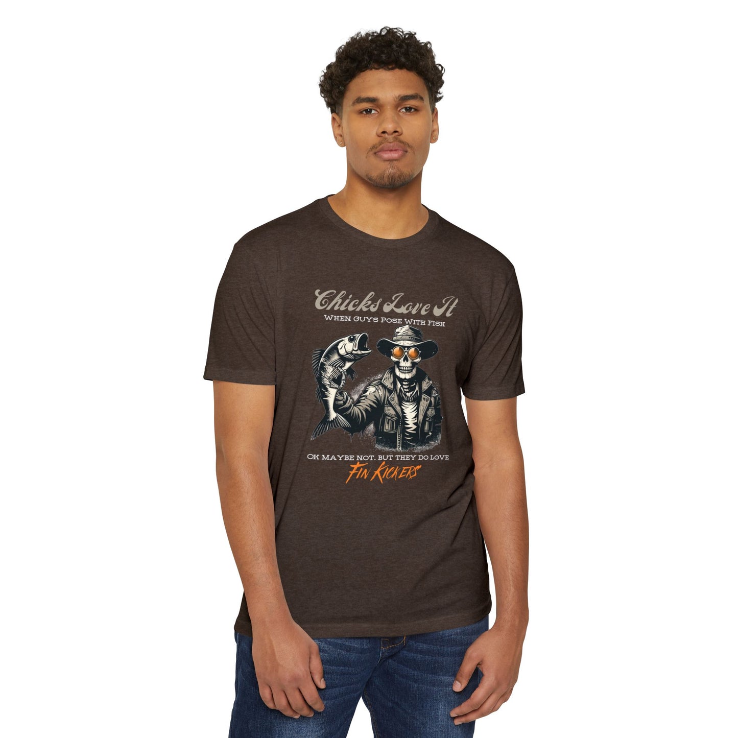 Chicks Love It When Guys Pose With Fish Funny Skeleton Fishing T-Shirt8