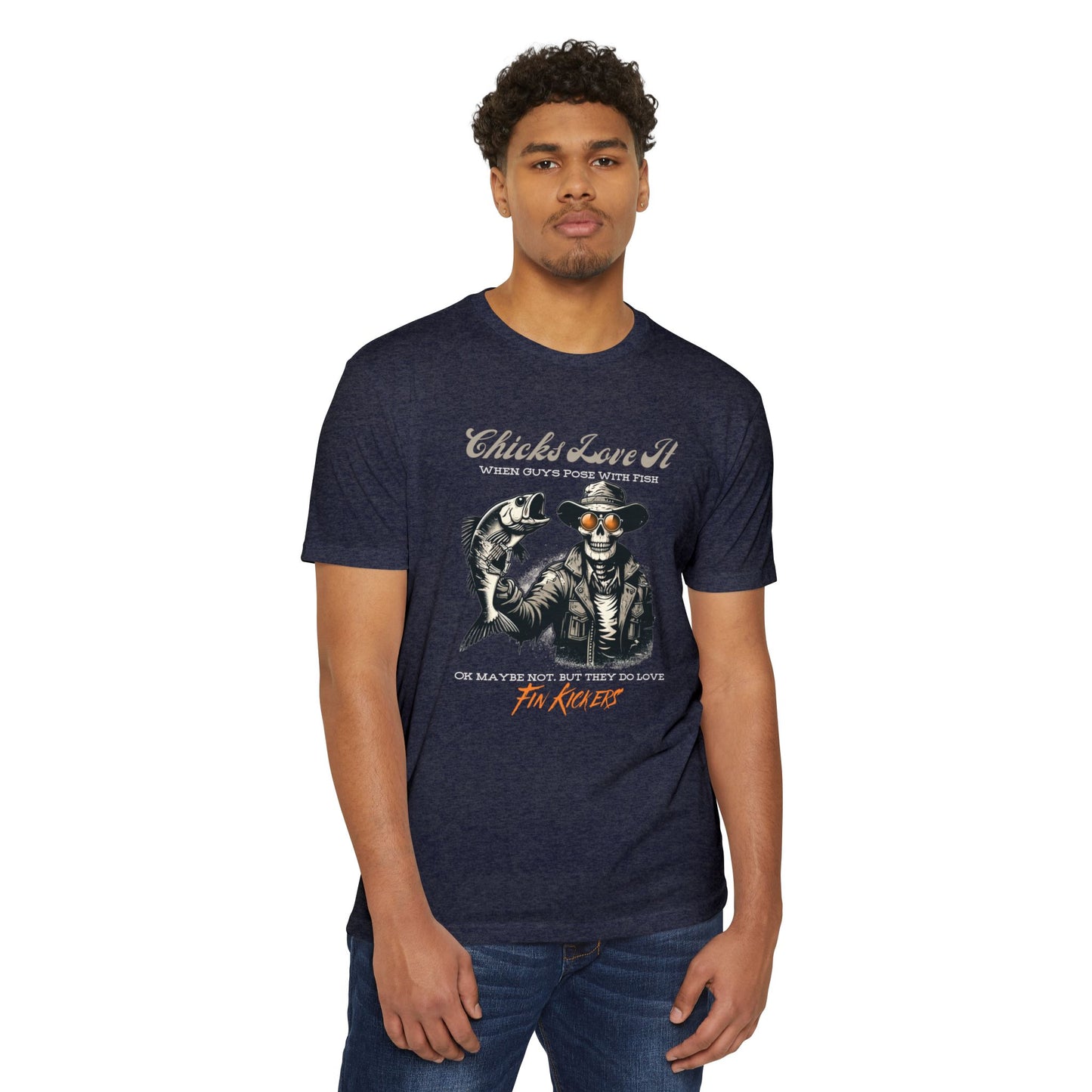 Chicks Love It When Guys Pose With Fish Funny Skeleton Fishing T-Shirt8