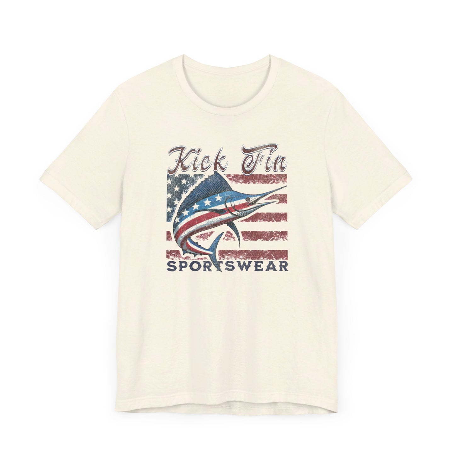 Patriotic USA Fishing T-Shirt For 4th Of July Soft Cotton US Flag And Marlin