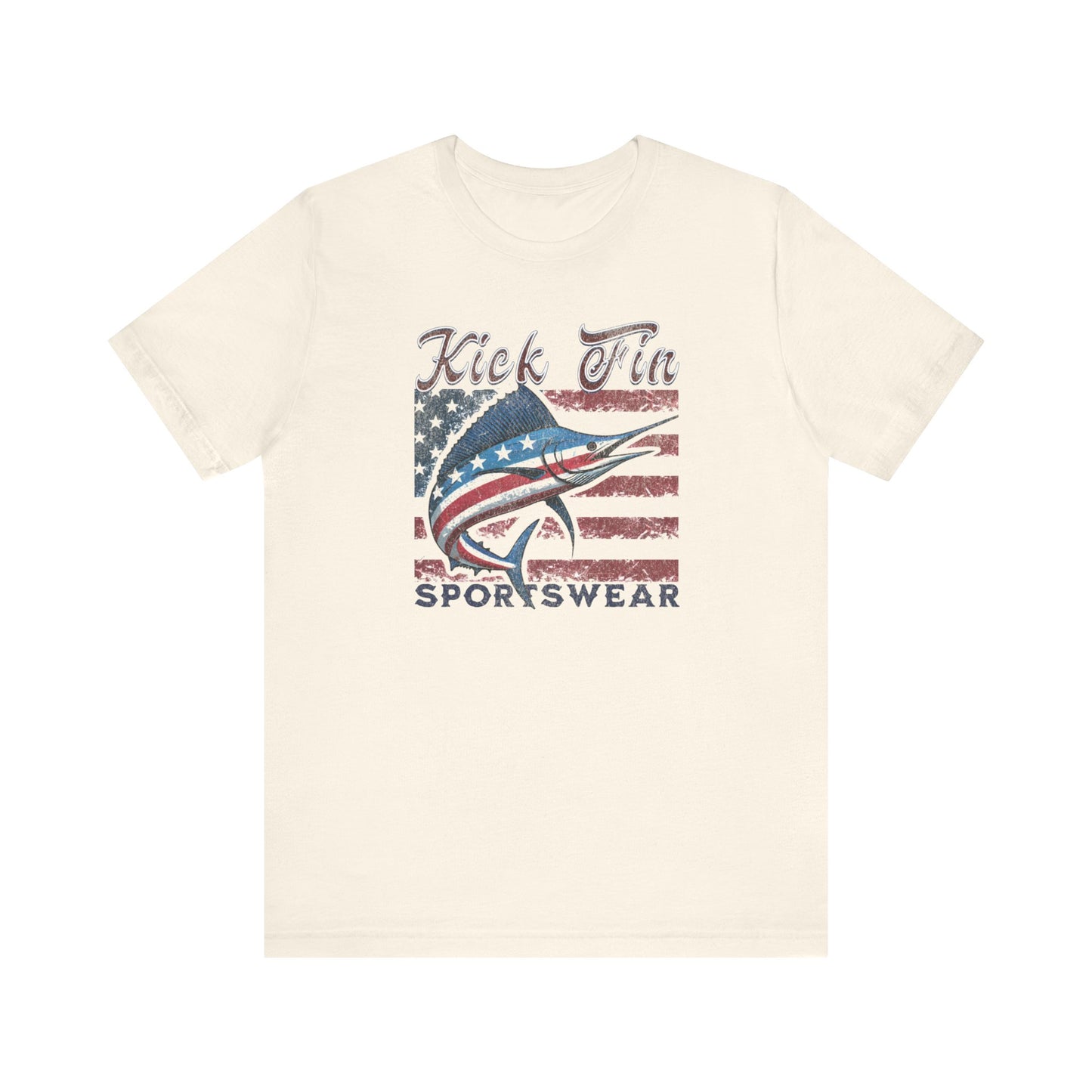 Patriotic USA Fishing T-Shirt For 4th Of July Soft Cotton US Flag And Marlin
