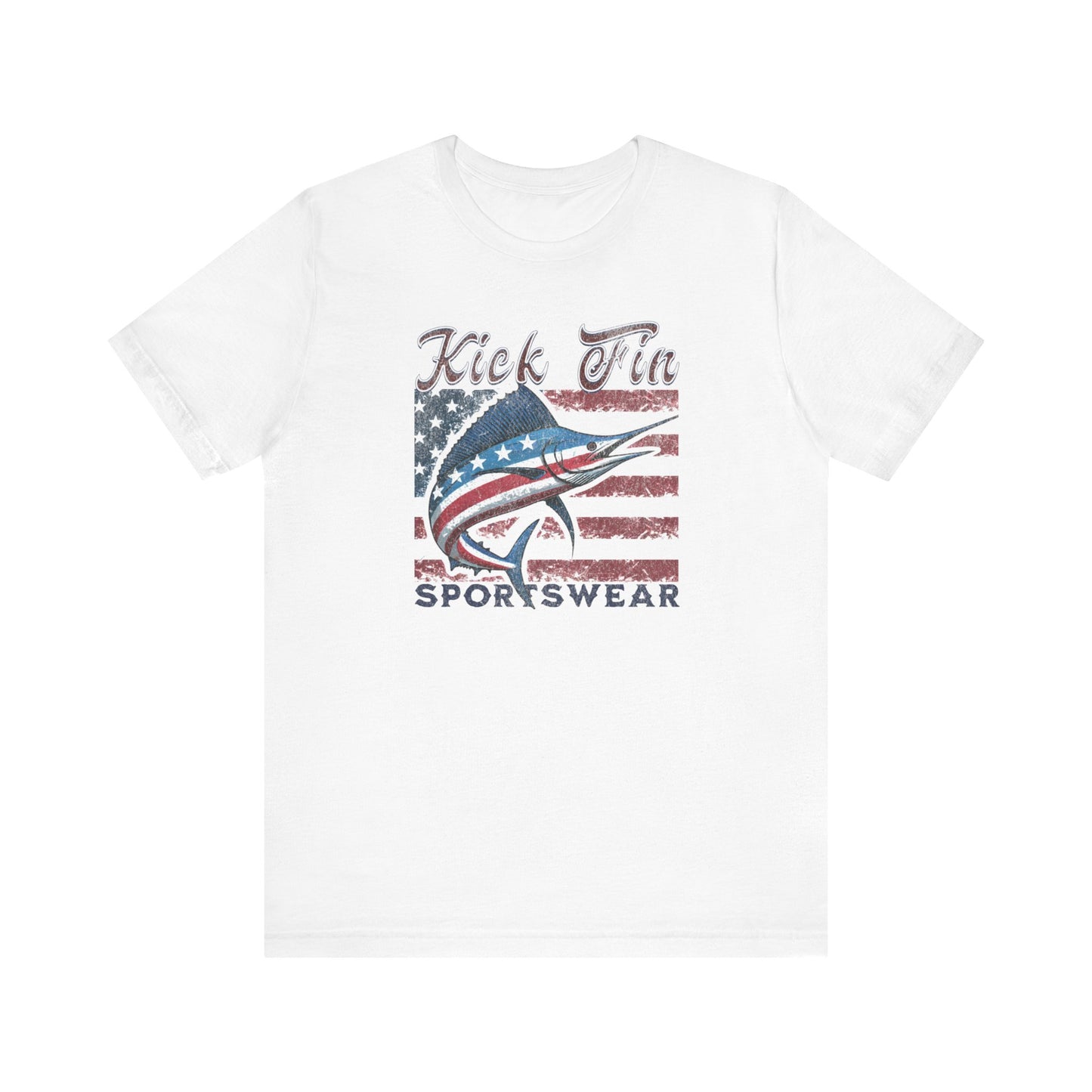 Patriotic USA Fishing T-Shirt For 4th Of July Soft Cotton US Flag And Marlin