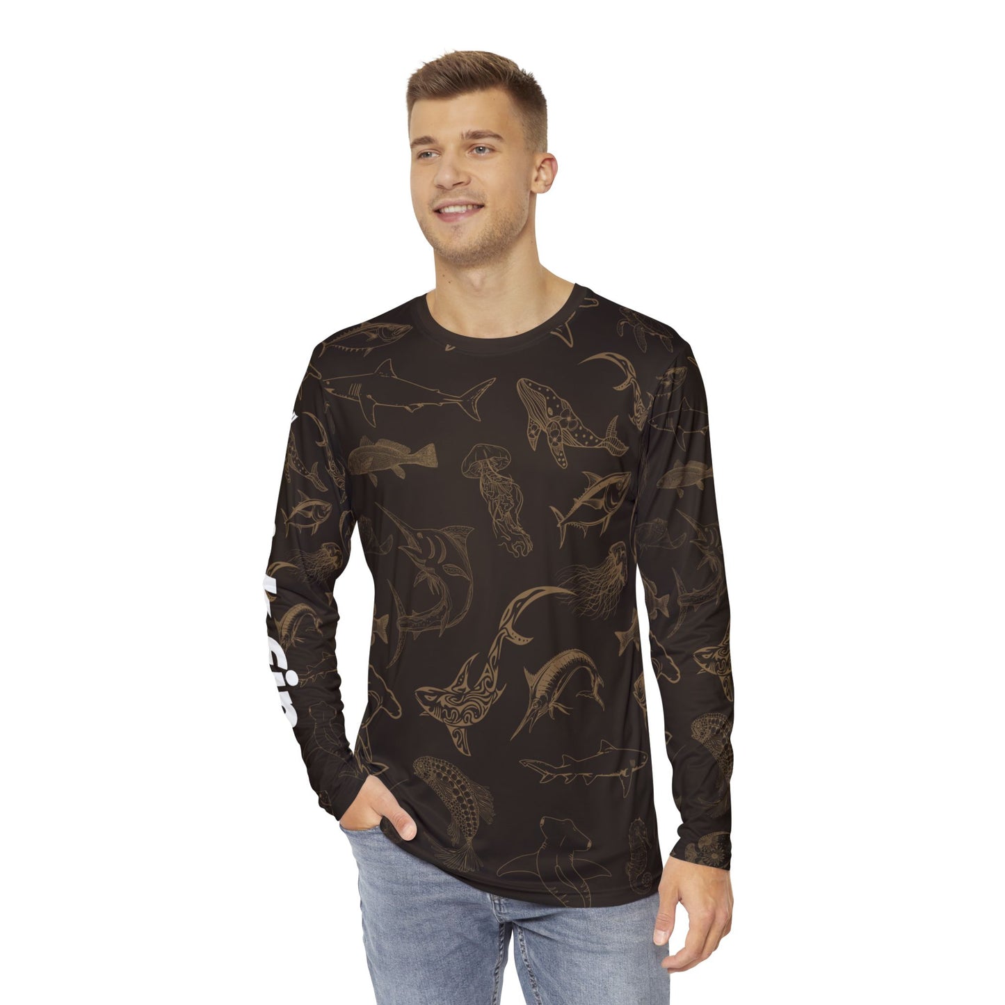 The Saltwater Safari Lightweight Moisture Wicking Fishing Long Sleeve T-Shirt - Espresso