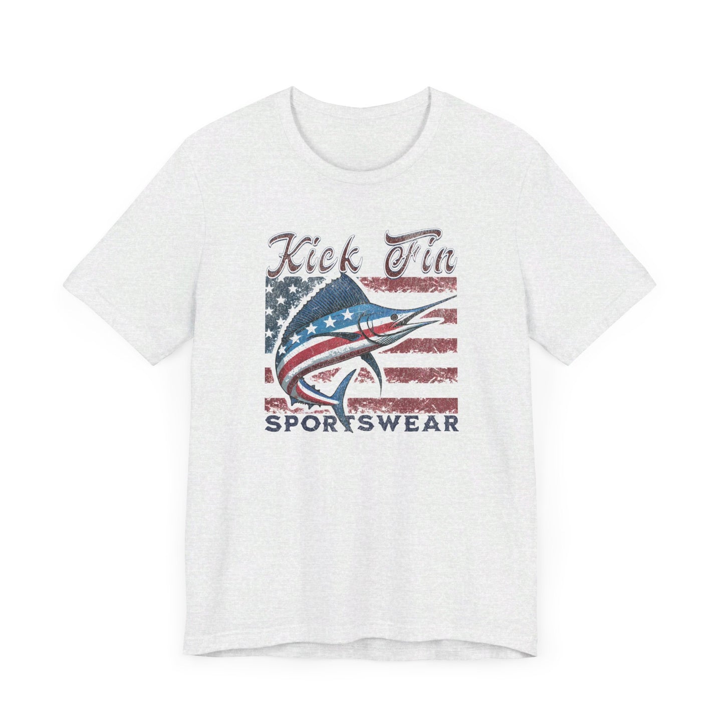 Patriotic USA Fishing T-Shirt For 4th Of July Soft Cotton US Flag And Marlin