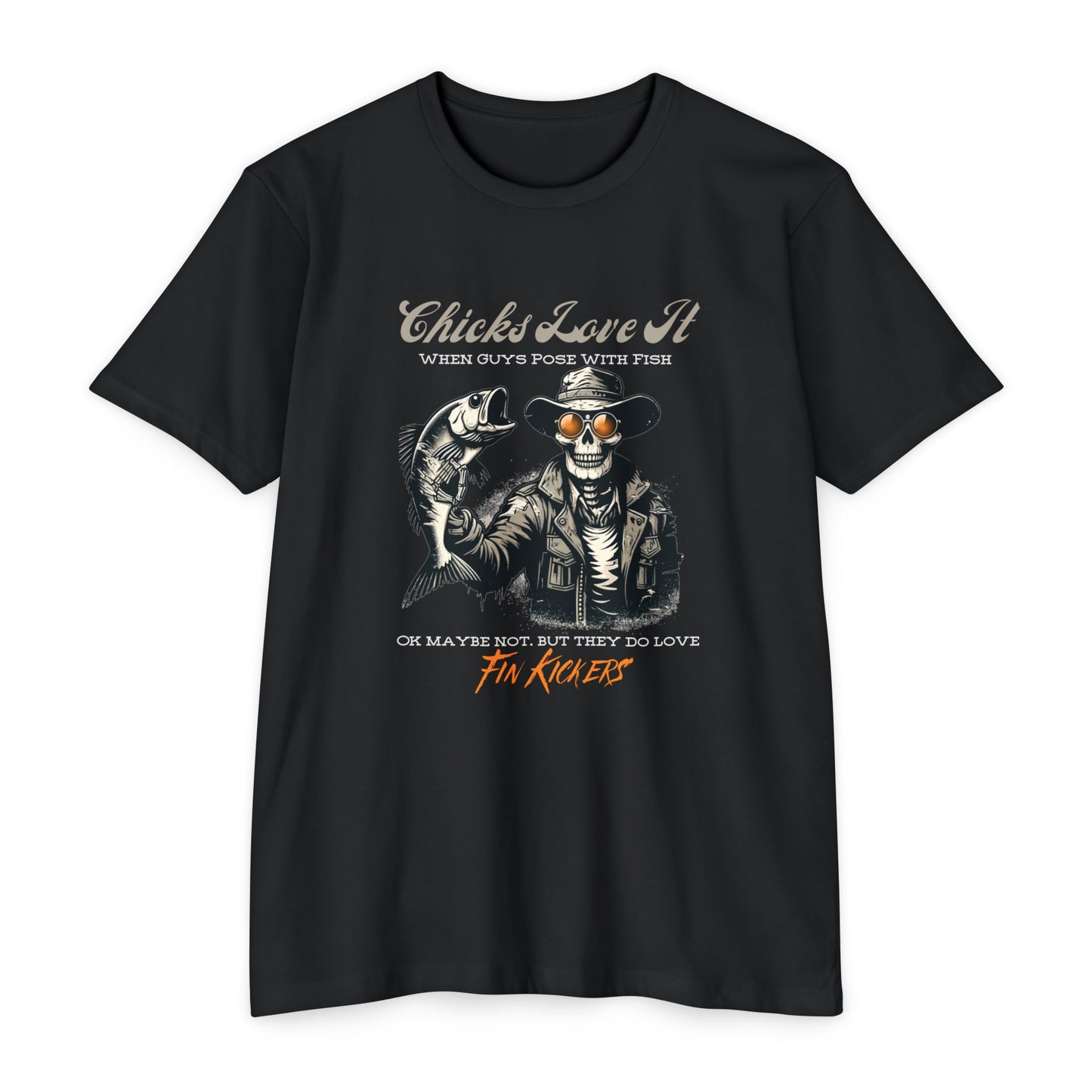 Chicks Love It When Guys Pose With Fish Funny Skeleton Fishing T-Shirt8