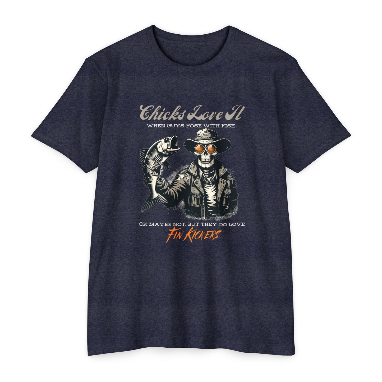 Chicks Love It When Guys Pose With Fish Funny Skeleton Fishing T-Shirt8