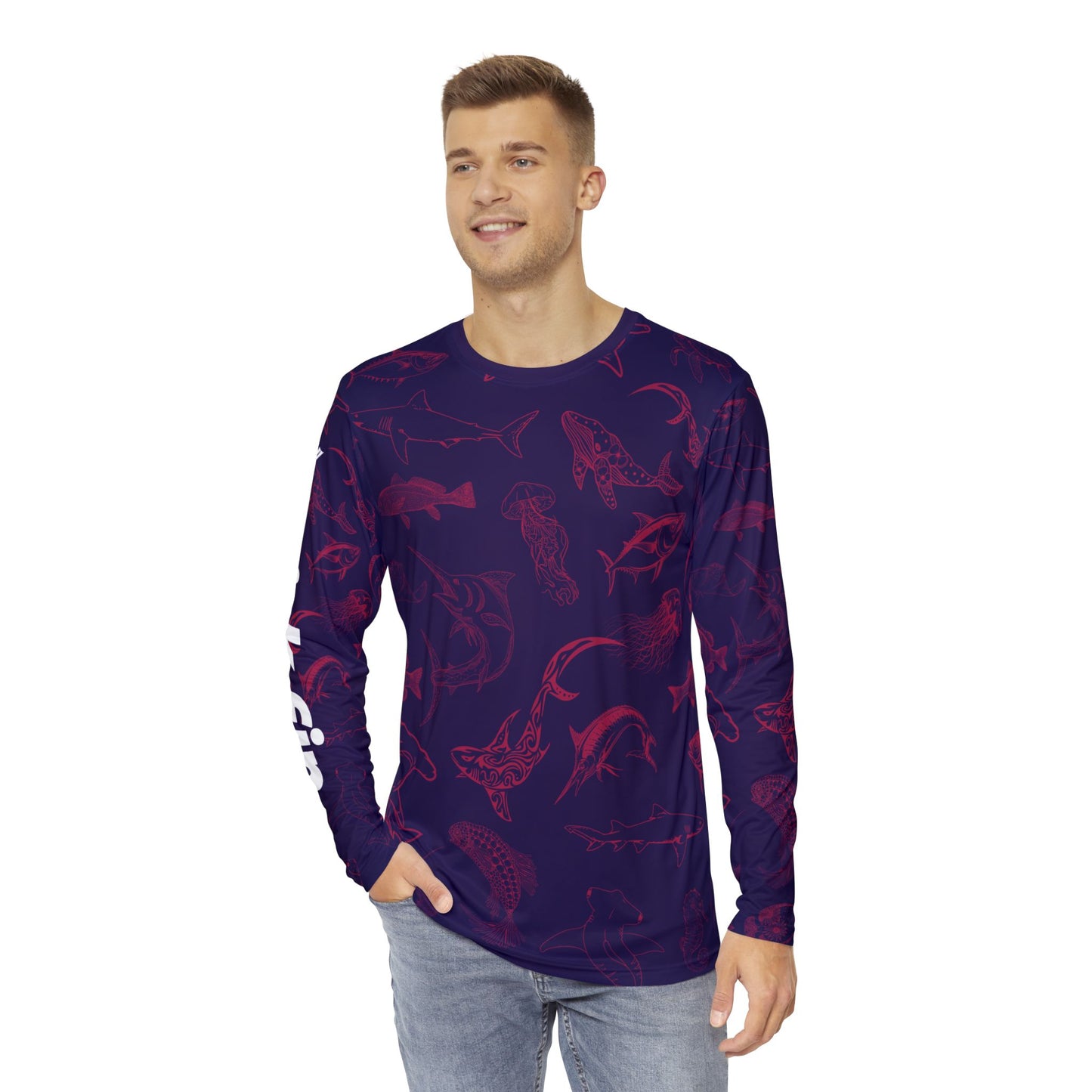 The Saltwater Safari Lightweight Moisture Wicking Fishing Long Sleeve T-Shirt - Deep Indigo