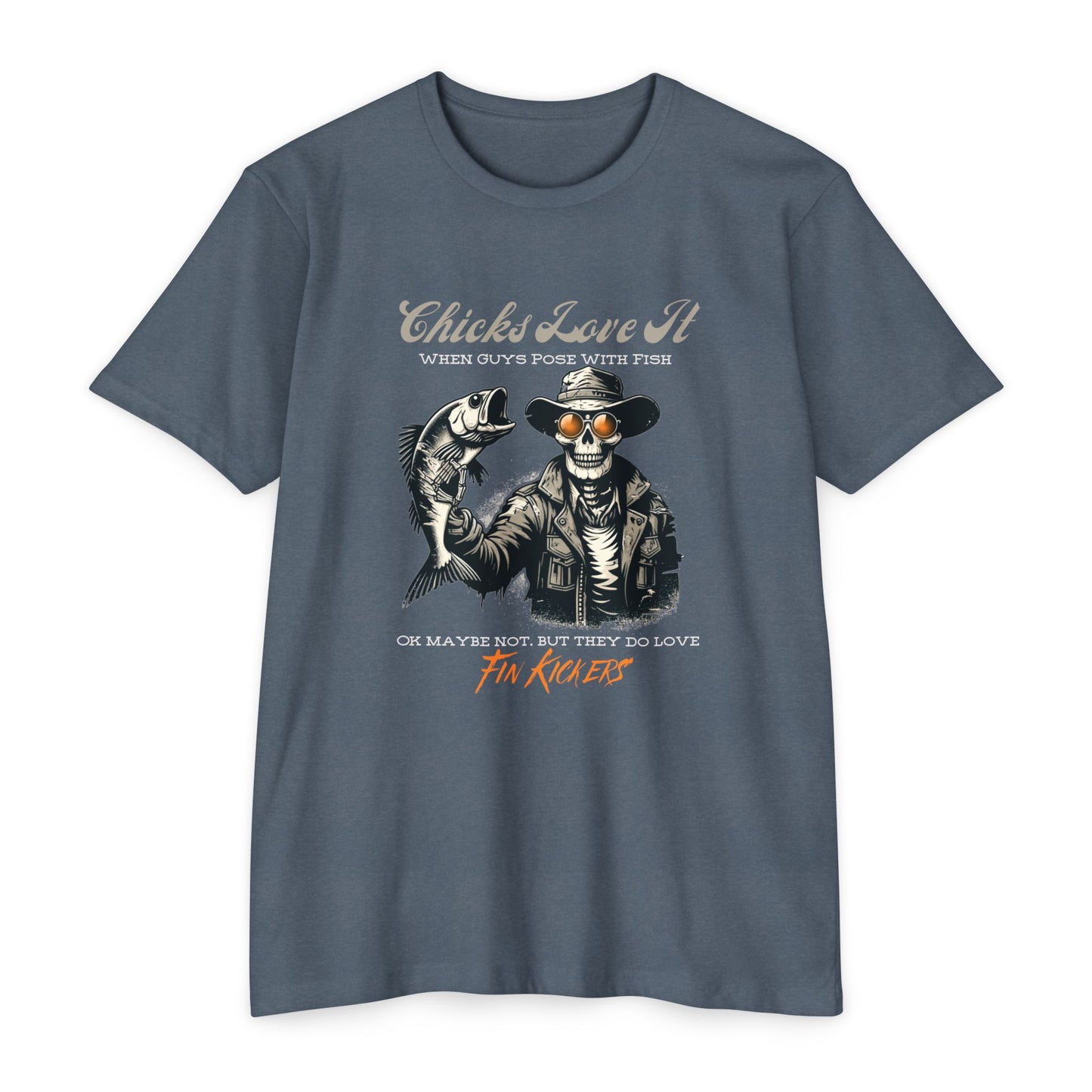Chicks Love It When Guys Pose With Fish Funny Skeleton Fishing T-Shirt8