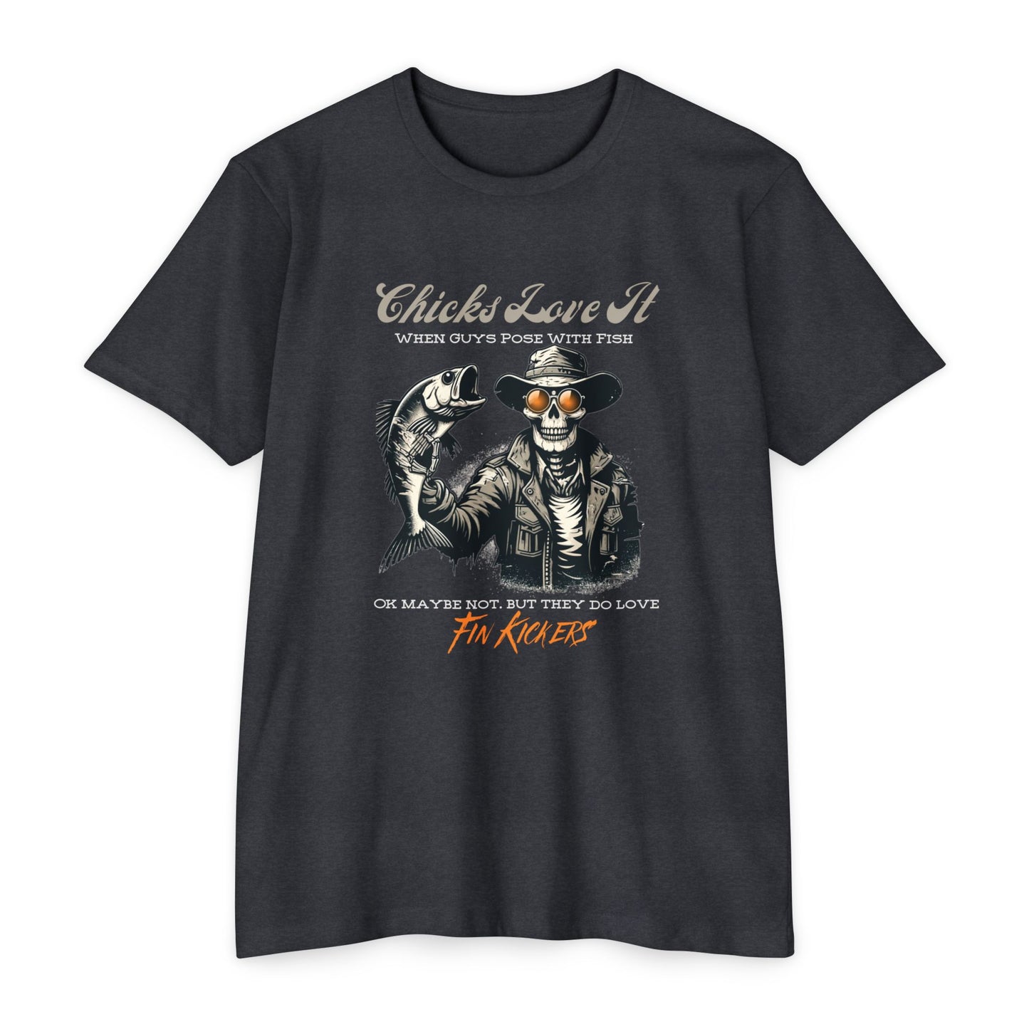 Chicks Love It When Guys Pose With Fish Funny Skeleton Fishing T-Shirt8