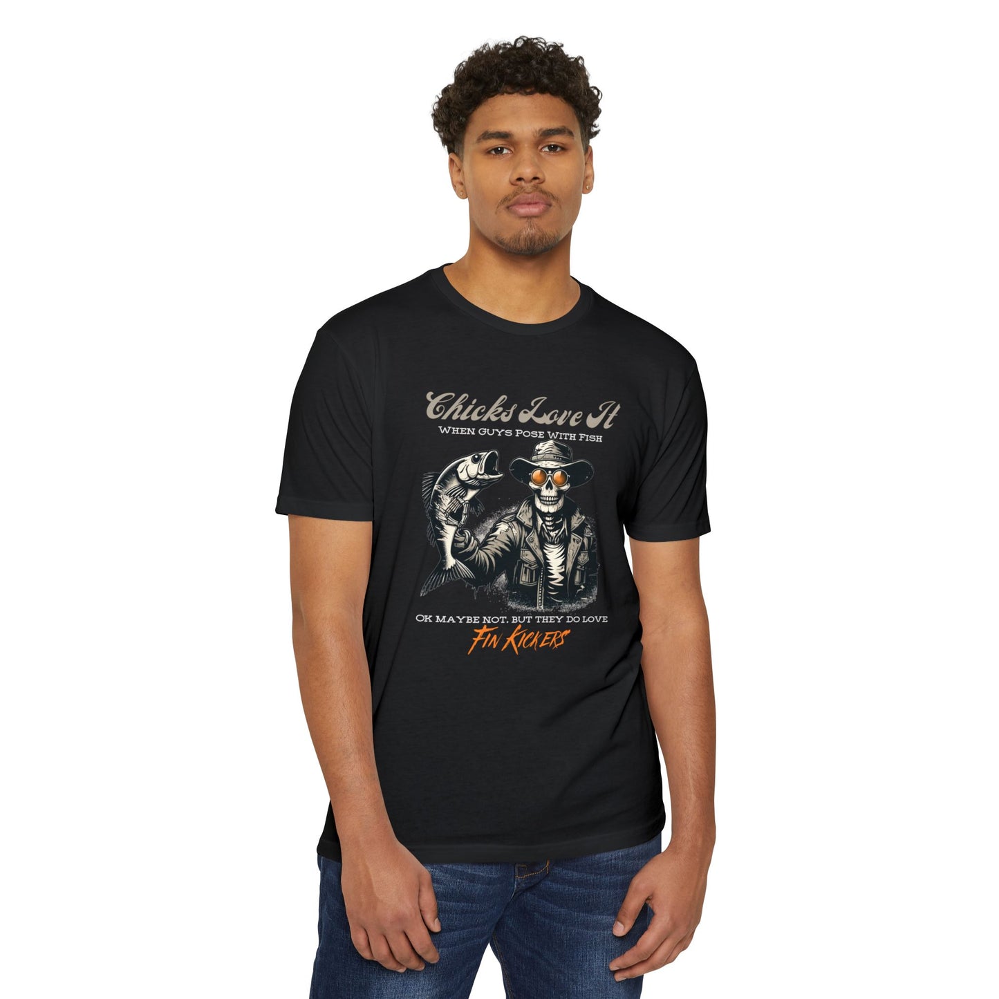 Chicks Love It When Guys Pose With Fish Funny Skeleton Fishing T-Shirt8