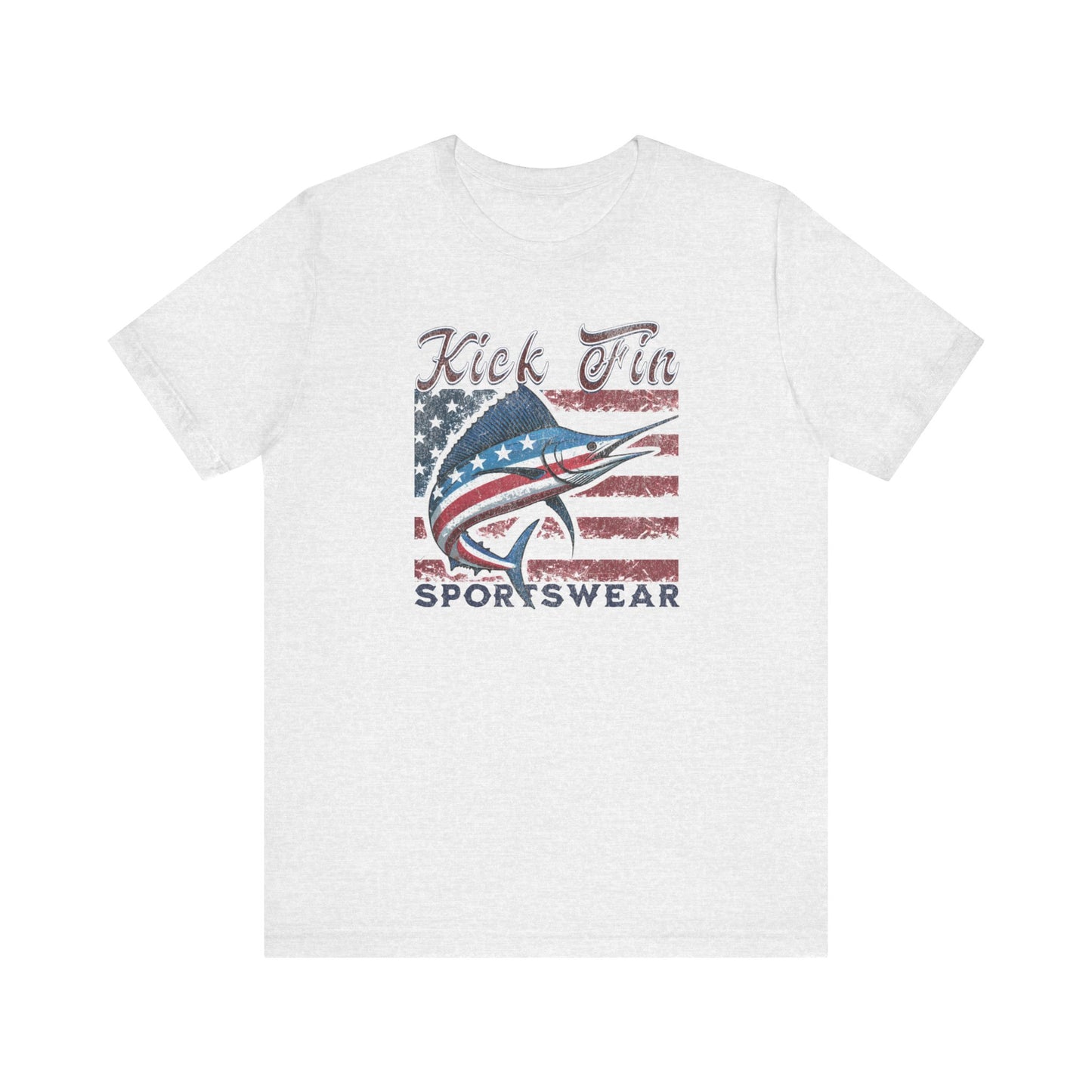 Patriotic USA Fishing T-Shirt For 4th Of July Soft Cotton US Flag And Marlin