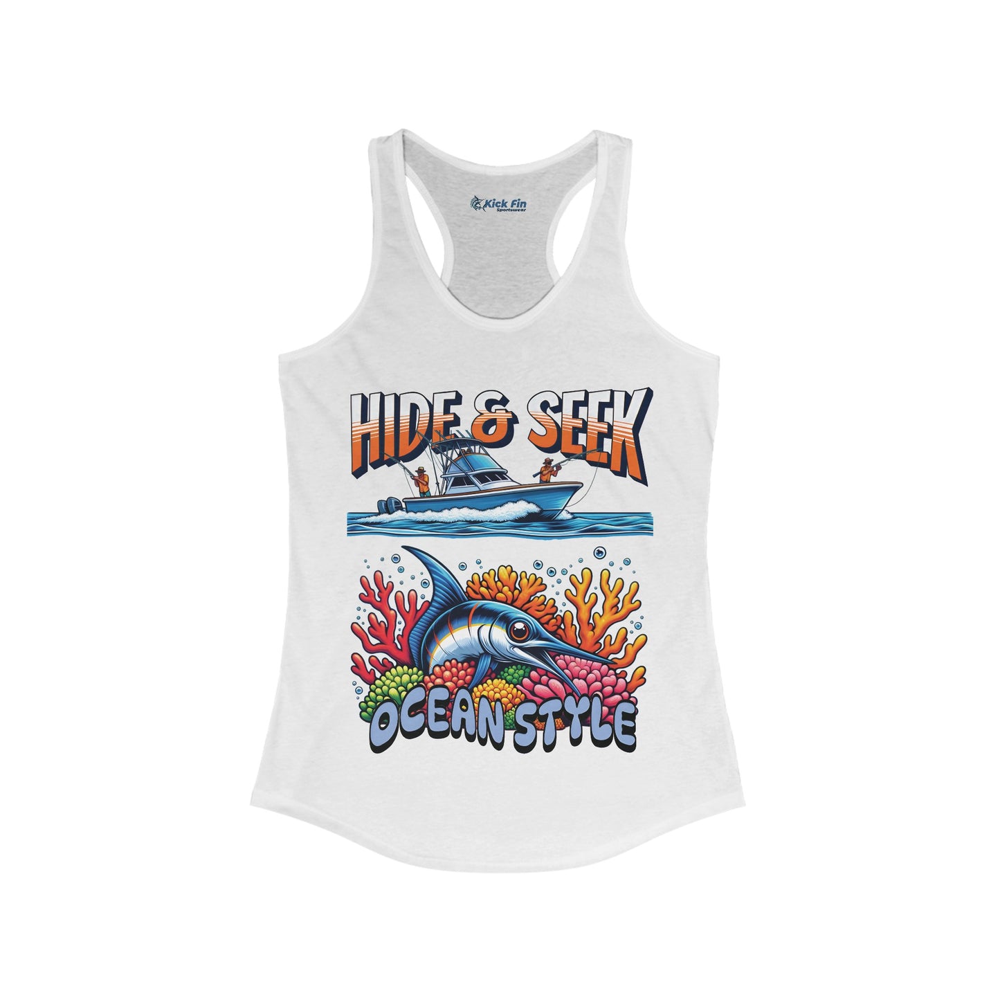 Hide and Seek Ocean Style Women's Slim Fitting Lightweight Racerback Fishing Tank Top
