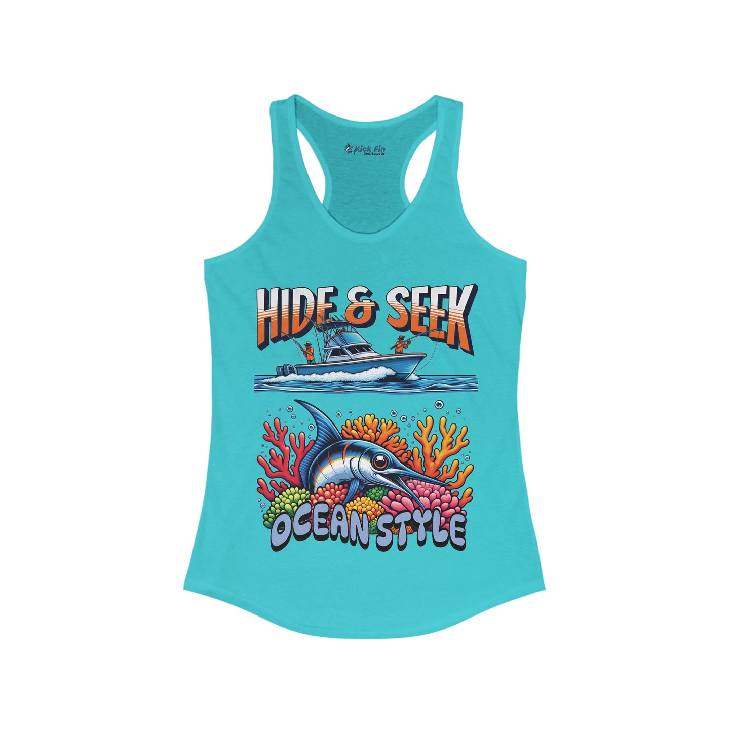 Hide and Seek Ocean Style Women's Slim Fitting Lightweight Racerback Fishing Tank Top
