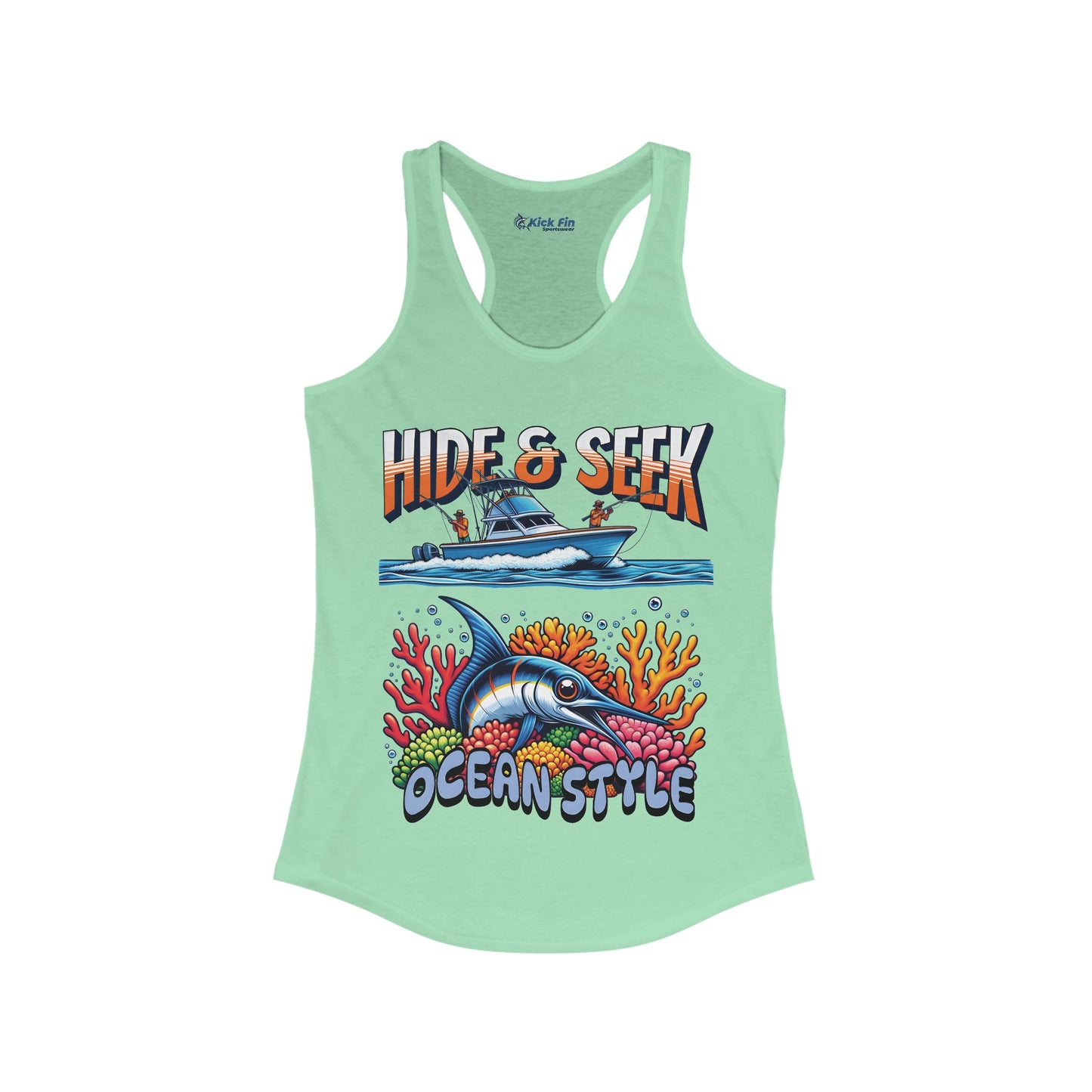 Hide and Seek Ocean Style Women's Slim Fitting Lightweight Racerback Fishing Tank Top