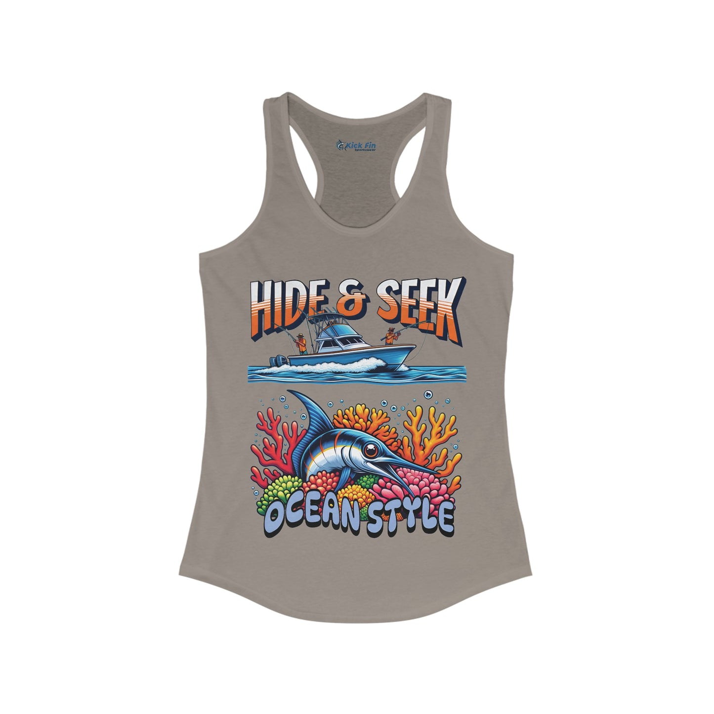 Hide and Seek Ocean Style Women's Slim Fitting Lightweight Racerback Fishing Tank Top
