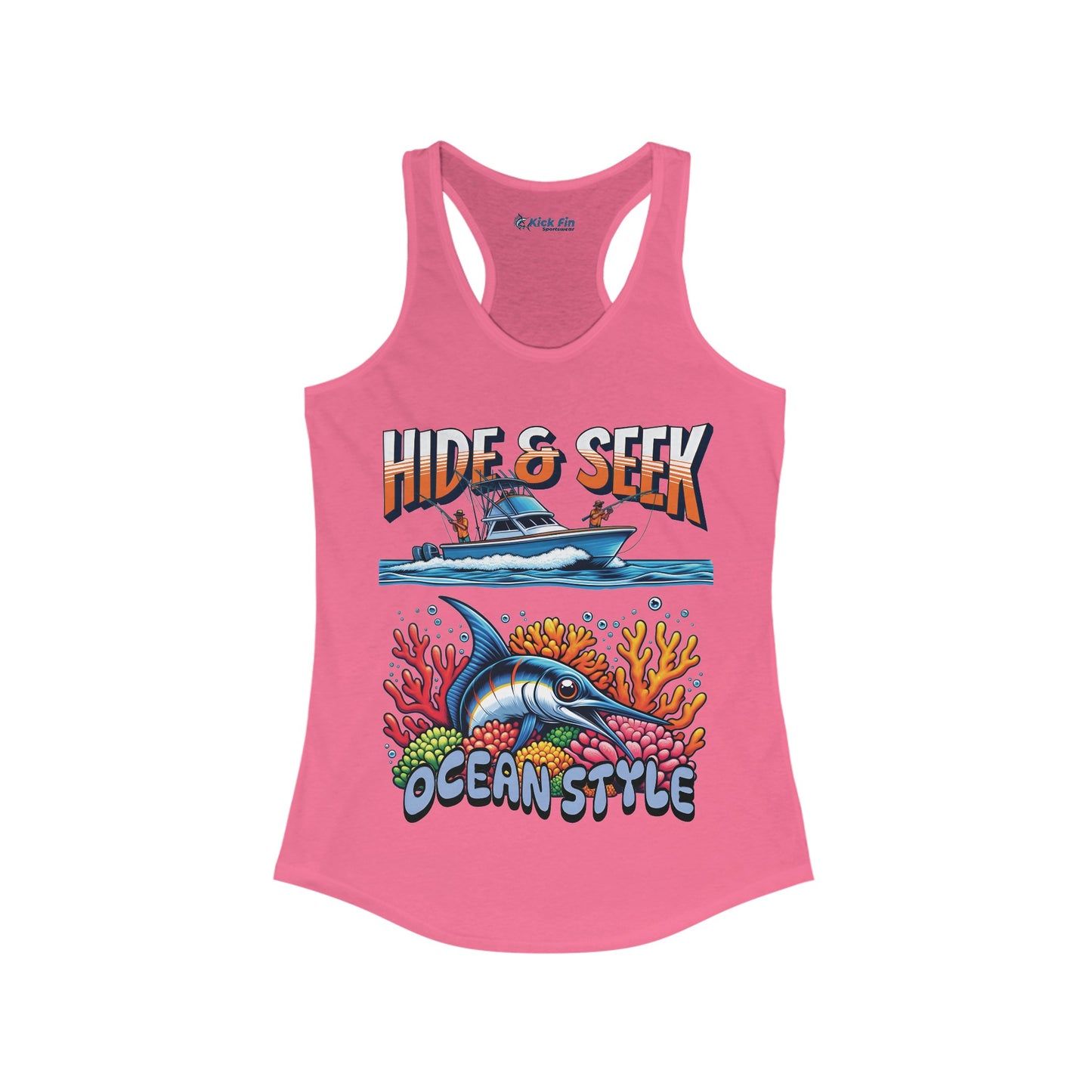 Hide and Seek Ocean Style Women's Slim Fitting Lightweight Racerback Fishing Tank Top