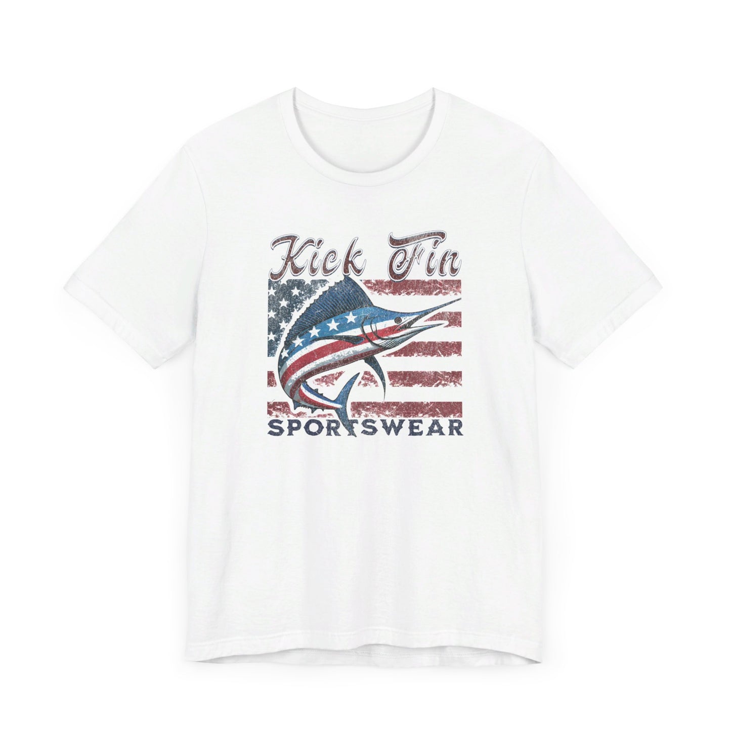 Patriotic USA Fishing T-Shirt For 4th Of July Soft Cotton US Flag And Marlin