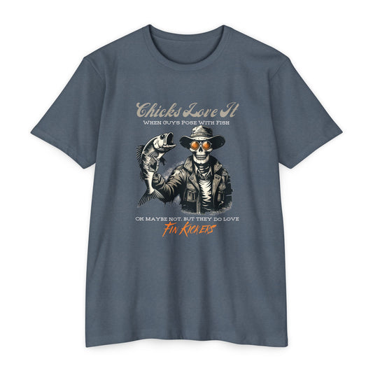 Chicks Love It When Guys Pose With Fish Funny Skeleton Fishing T-Shirt8